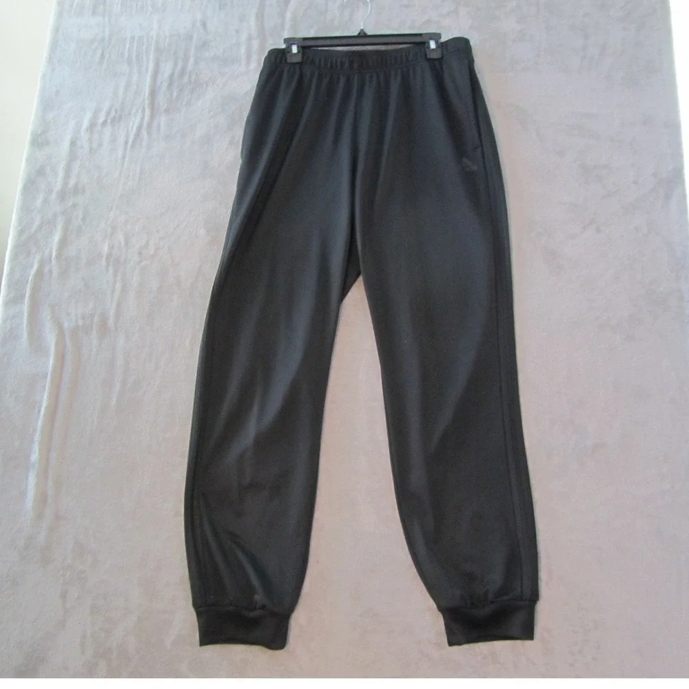 Adidas Mens XL Black Track Pants Joggers Tapered Leg Elastic Waist Drawstring